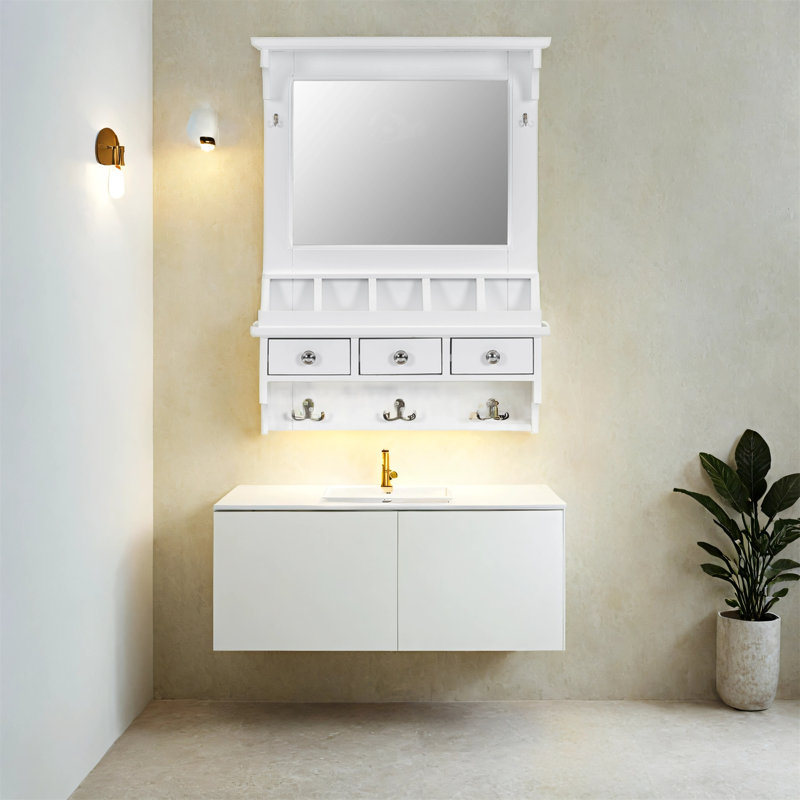 Floating Makeup Vanity With Big Mirror