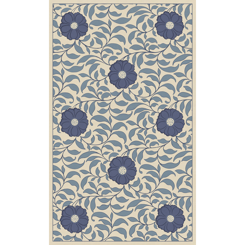 Hawarden Vinyl Floral Indoor Rug, Rectangle 3' x 5'