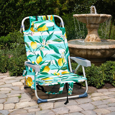 Chaise de plage pliante en aluminium avec dossier inclinable à 5 positions et siège en polyester 600D pour le camping et les pique-niques