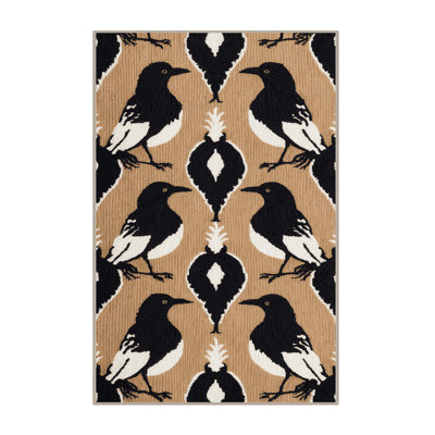 Washable Australian Magpie Birds Area Rug
