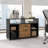 File Cabinet Filing Cabinets with Socket, USB Charging Port and 2 Drawers, Lateral Printer Stand Fits for Home Office Black/Rustic Brown