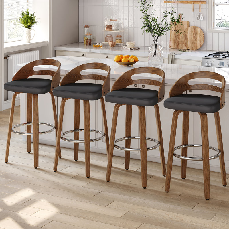 Tabourets de bar pivotants rembourrés Mahtab, Noir, Tabouret (assise à une hauteur de 30,31 po)