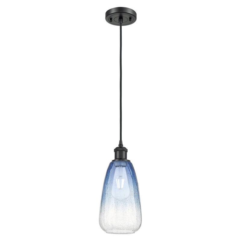 Mini-luminaire suspendu à cordon 1 lumière 6 "Ballston - Laken, Bleu saphir, Noir mat