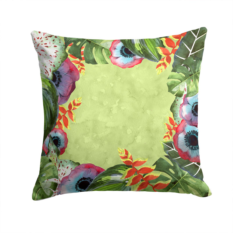 Coussin décoratif intérieur/extérieur tropical, 14 po x 14 po