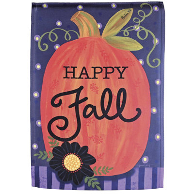 Drapeau de jardin fantaisiste citrouille «Happy Fall»