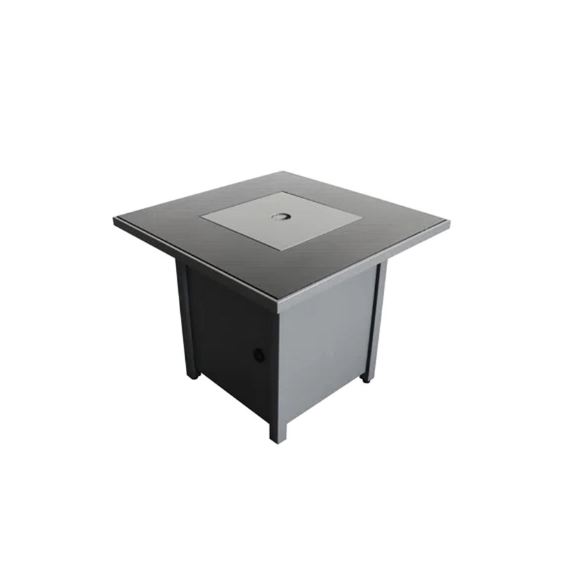 25'' H X 30'' W Steel Outdoor Fire Pit Table With Movable Lid, 40000 Output, 8 Hours Burning, Push-Button Ignition, Gray Uncomplicated , 8-Hour Burn, Push Button Modern