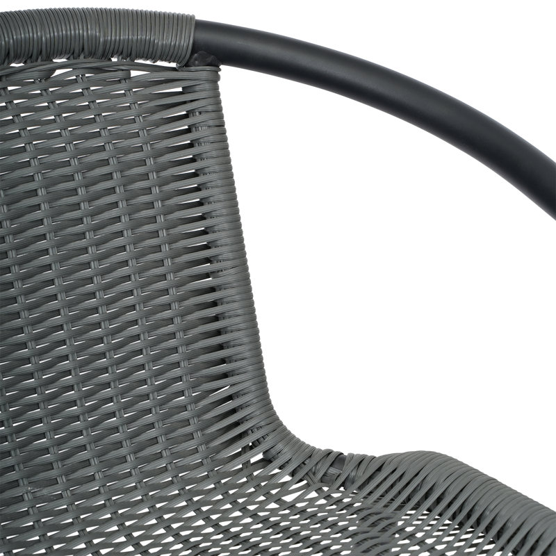 Gray Rattan and Aluminum Indoor-Outdoor Barstools Set of 4