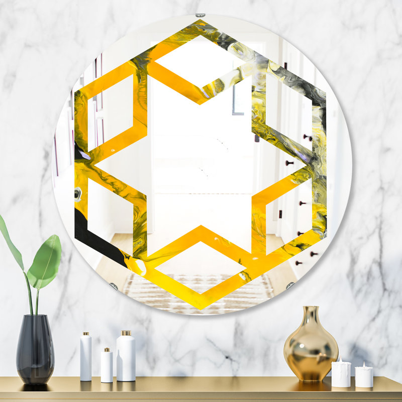 Miroir mural Marble 3 Hexagon Star Eclectic, 23,6 po x 23,6 po