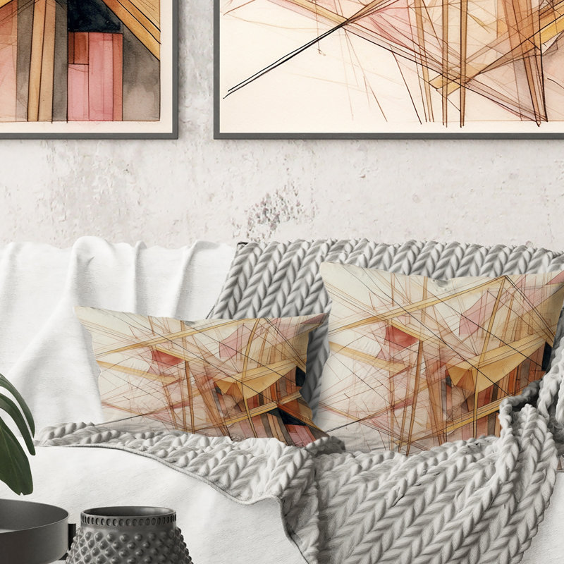 Coussin Minimalist Gold and Beige - Abstract Shapes