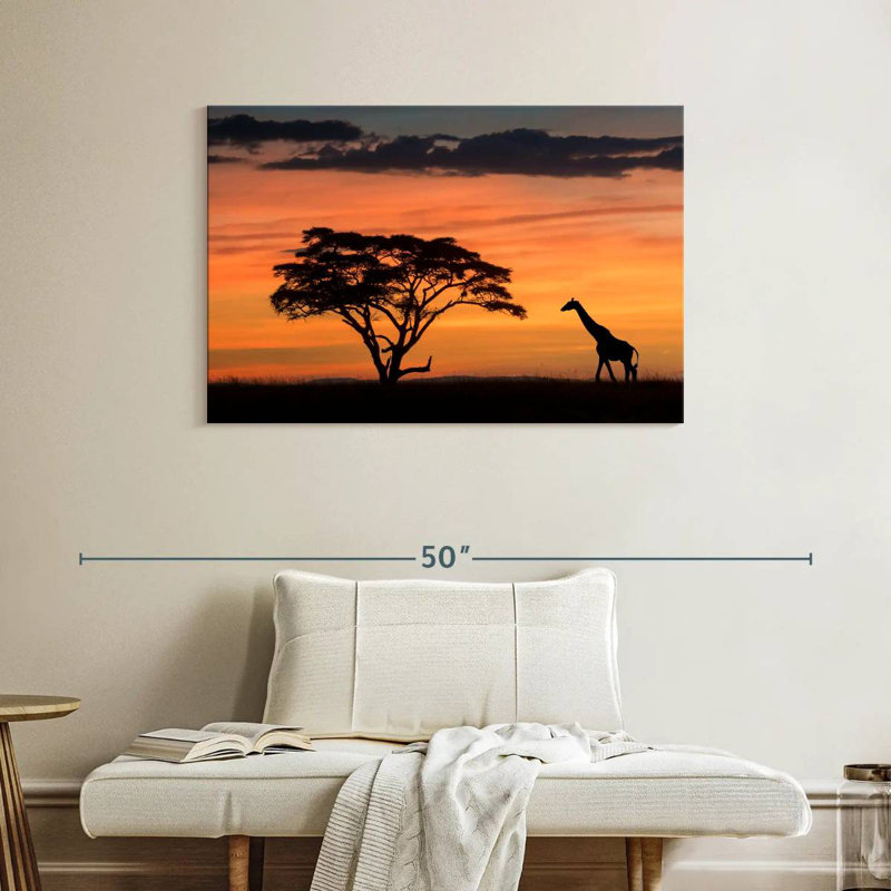 Alvord Masai Mara Giraffe au coucher du soleil, H 26 po x l 39 po