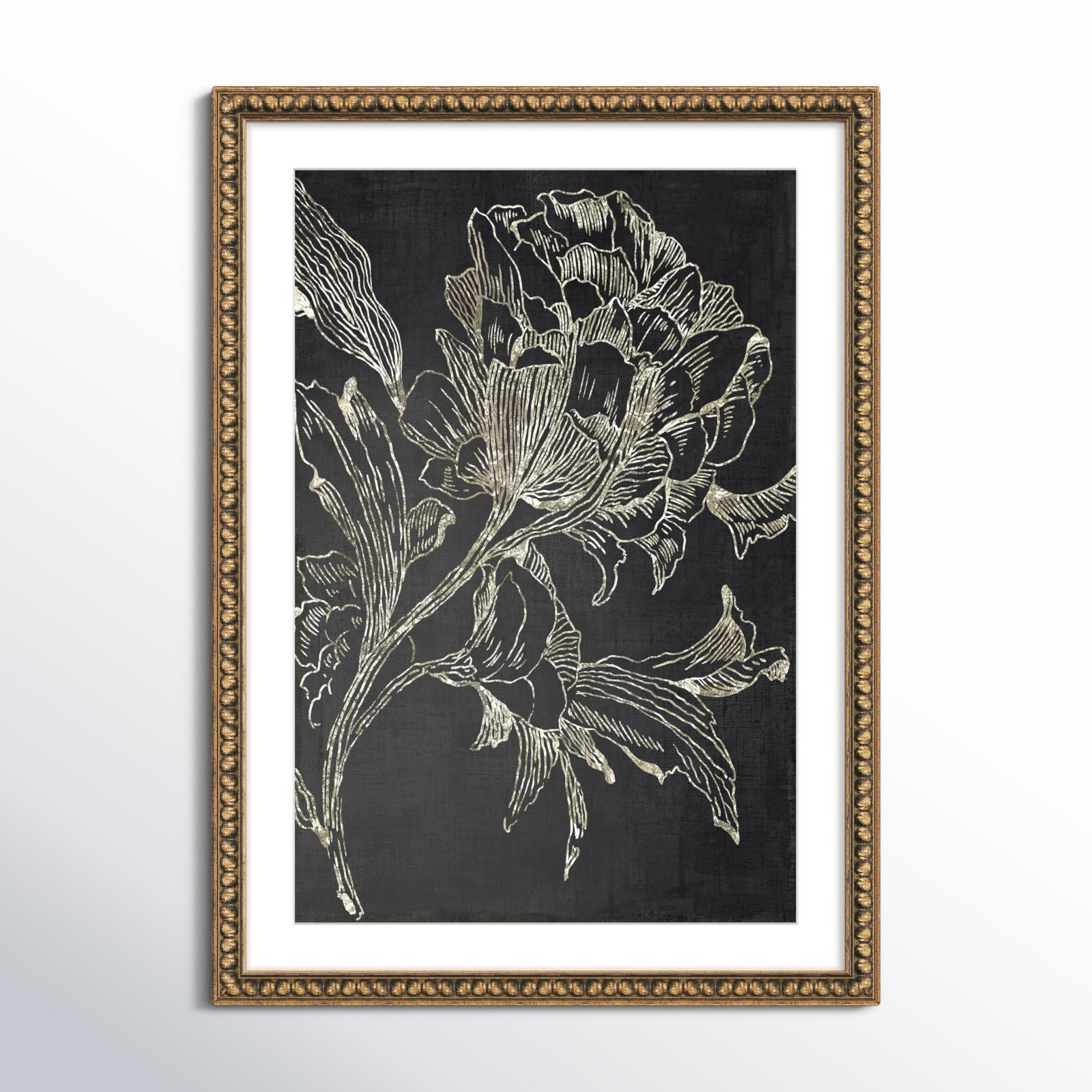 Clarendon "Golden Flower Folklore I" Print, Gold Bead Framed, 36.5" H x 26.5" W