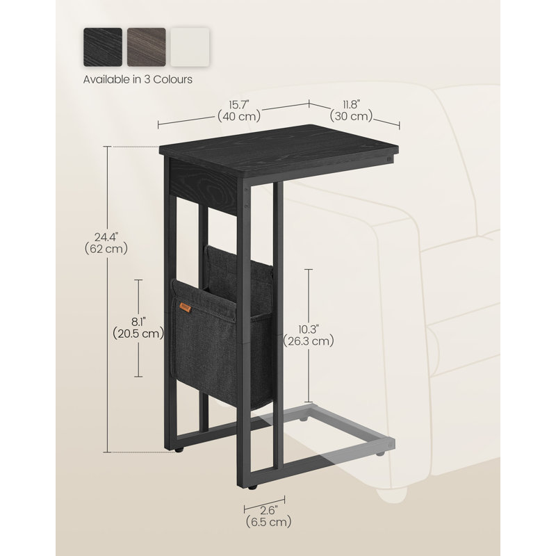 Alexann Sled End Table, Black, Black