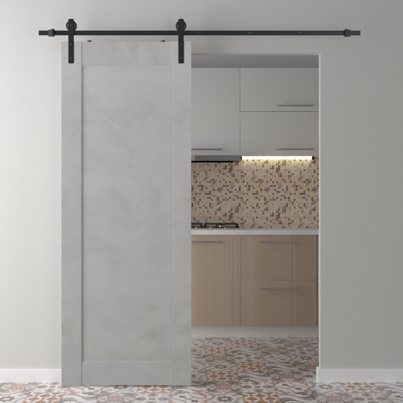 Porte de grange en lambris de bois manufacturé avec ensemble d'installation, 17,75 po x 79,37 po, Chêne Veralinga