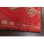 Tapis décoratif rouge/beige en laine de conception unique 4 pi 9 po x 8 pi 11 po noué à la main 1920s