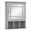 Armoire de rangement murale grise pour salle de bain - avec miroir, attrait moderne pour différentes pièces Toilettage supplémentaire - grande et 3 tablettes inférieures