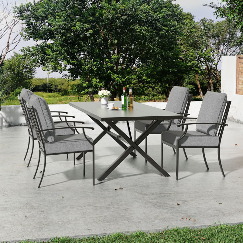 Ensemble de salle à manger de patio, 4, Gris