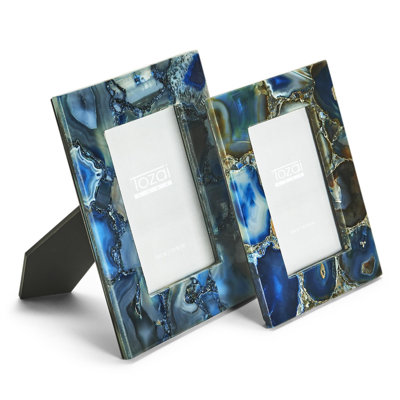 Ensemble de 2 cadres photo en agate bleue