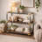 Hymes Industrial Rectangular Console Table with Smoky Glass Top in Black and Gold