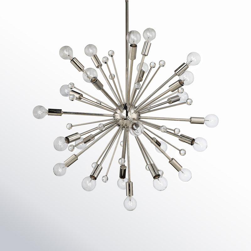 24-Light Chandelier, Nickel poli