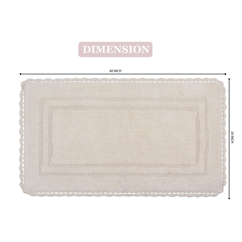 Tapis de bain réversible décontracté 100% coton Casual Elegance Bathmat, Ivoire, l 24 po x L 40 po