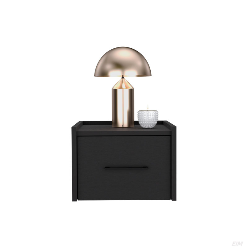 Table de chevet flottante, conception peu encombrante avec tiroir pratique et surface, Noir