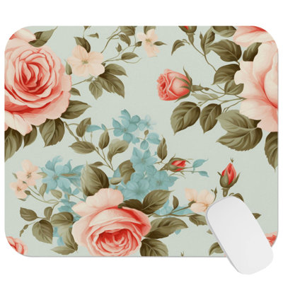 Floral Rose Flowers Petals XVI Gaming Cute Office Laptop Desk Pad Gift Mat Square Rectangle Non-Slip Mousepad