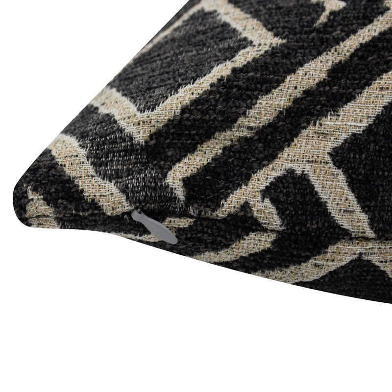 Char Luxury Square Pillow Cover & Insert, Black, Polyester/Polyfill