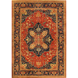Serapi Oriental Hand-Knotted Wool Red/Brown/Navy Area Rug