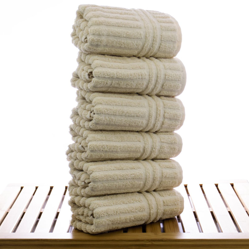 Ensemble 6 serviettes de bain en coton à 100% de cyprès, Kaki