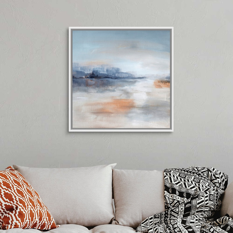 Aqua Terra - Print on Canvas, White Framed, 31.7" H x 31.7" W x 1.75" D