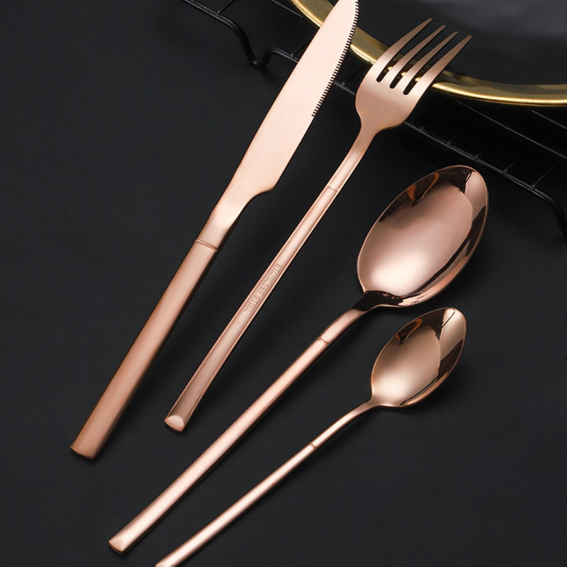 Mercer41 Manwel Stainless Steel Flatware Set - Service for 6, Rose Gold