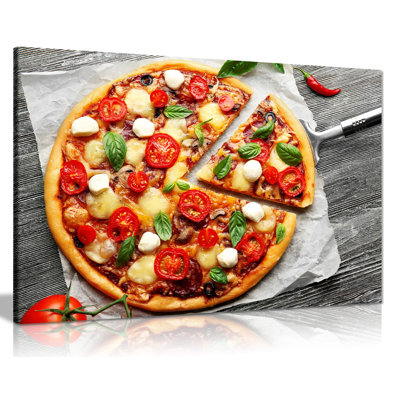 Italian Pizza On Wooden Board Food Restaurant - Wrapped Canvas Print