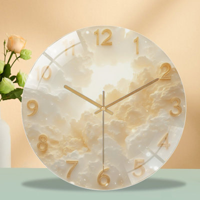 Horloge murale faite de nuages dorés - horloge murale moderne en verre 12 po
