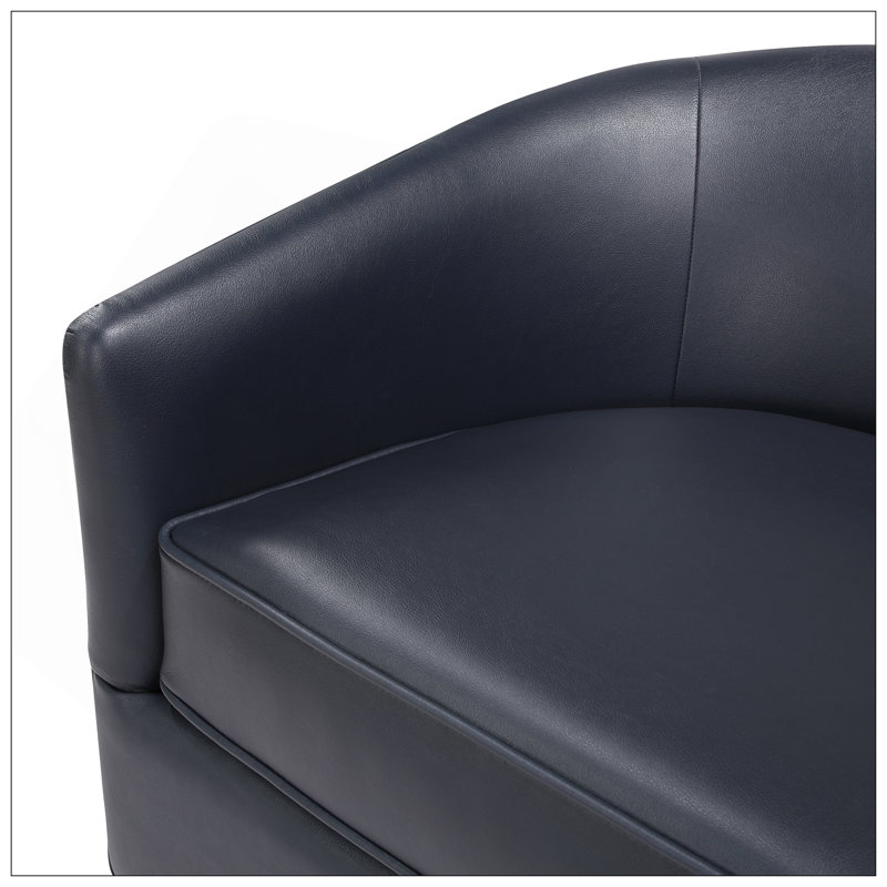Fauteuil d'appoint pivotant large 29 po Asmi, Similicuir bleu nuit