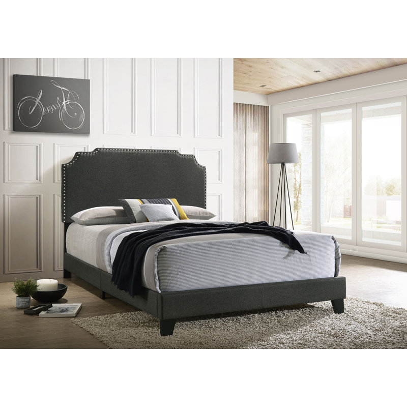 Victorialynn Upholstered Eastern King Panel Bed Grey, King, Gray