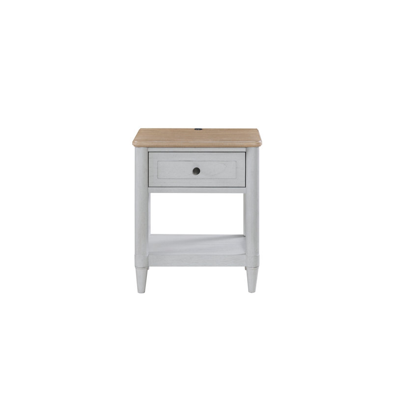Table de chevet en bois de ciment et sable Dana Heights avec port USB