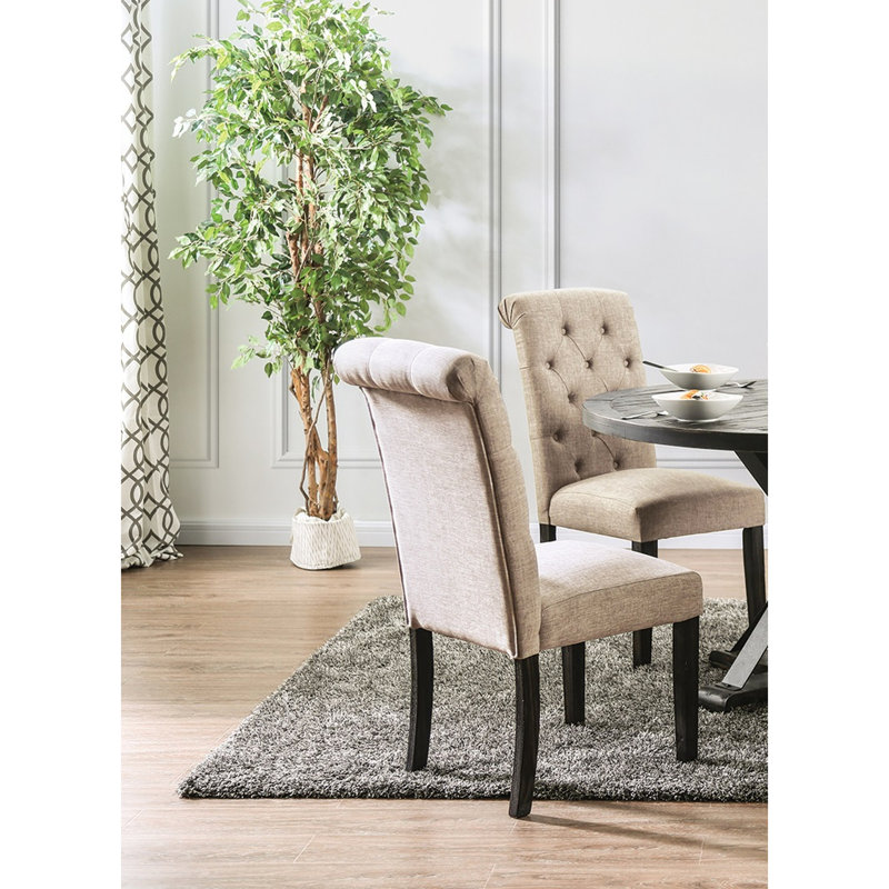Chaises d'appoint rustiques, tissu semblable au lin, bois massif, dossier capitonné pour les chaises de salle à manger à la maison, revêtement en tissu,