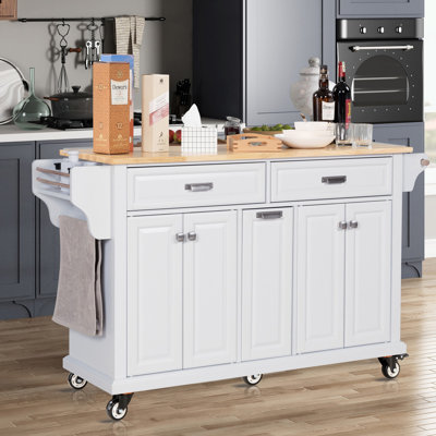 Cletis Rolling Kitchen Island with Stainless Steel Top