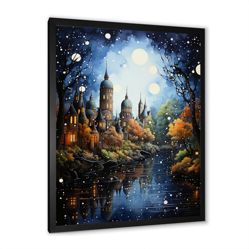 Impression sur toile Blue Canal, Cadre photo noir, H 20 po x l 12 po x P 1 po