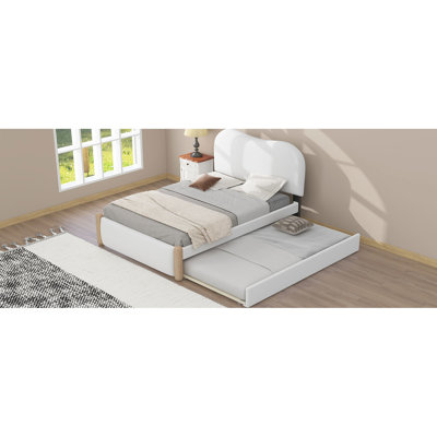 Lit plateforme simple tapissier blanc avec construction et couchette - Rembourrage en molleton doux
