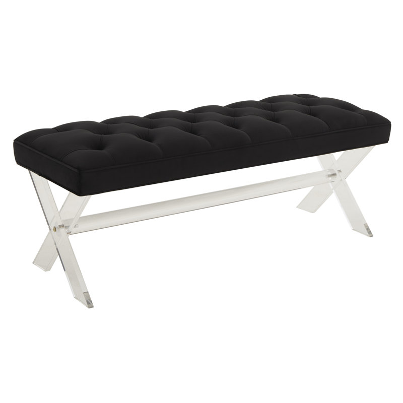 Bree Velvet Upholstered Bench, Black