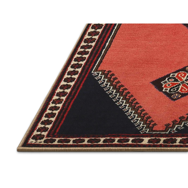 Tapis traditionnel rouge / noir Meri, Rectangle 2 pi x 3 pi