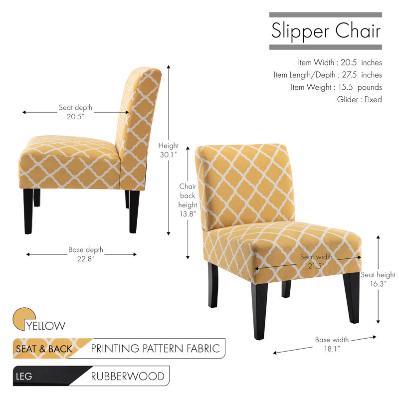 Upholstered Slipper Chair, Yellow