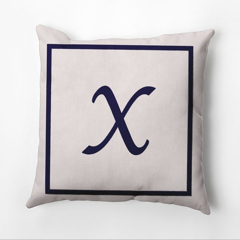 Reversible Throw Pillow, 26"x26", Navy Blue/White, X