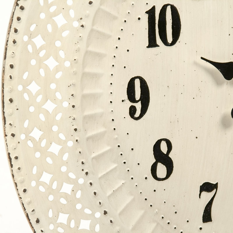 Antique Off-White Iron Cutout Wall Clock