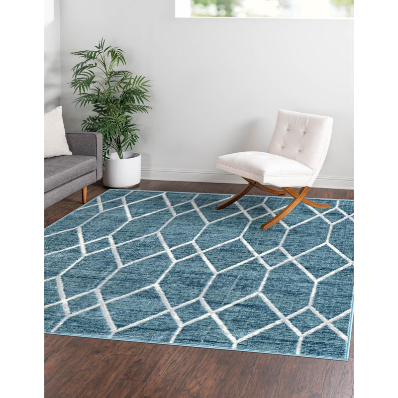 Tapis contemporain Eshin de couleur brise, Carré 7 pi