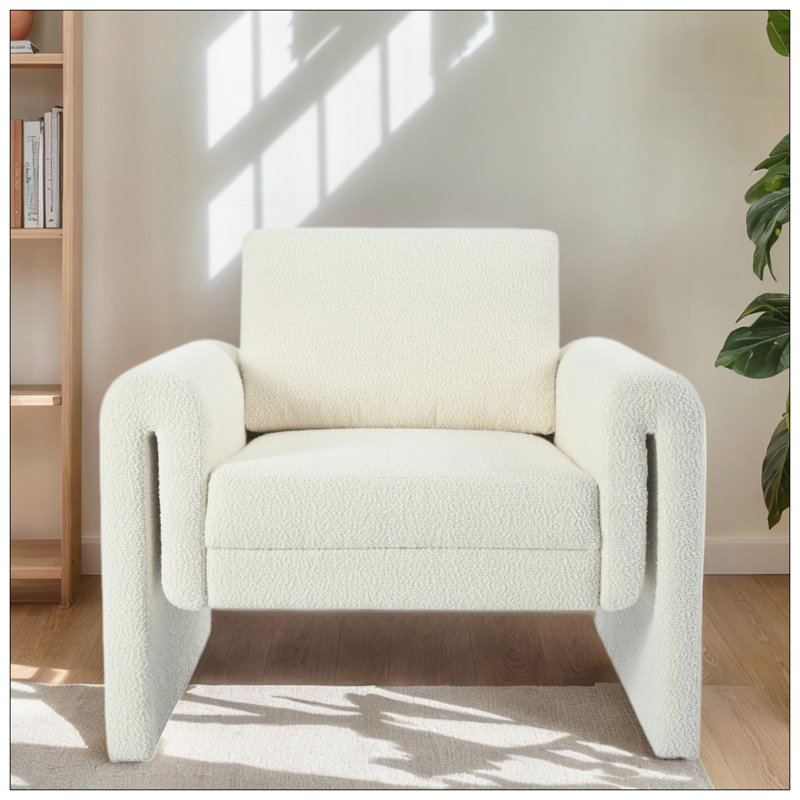 Chaise d'appoint moderne rembourrée pour le salon, Ivoire ivoire