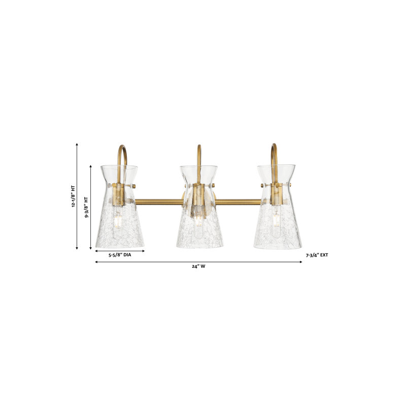 Estelle - Éclairage pour meuble-lavabo 3 lumières 24 po, Laiton brossé