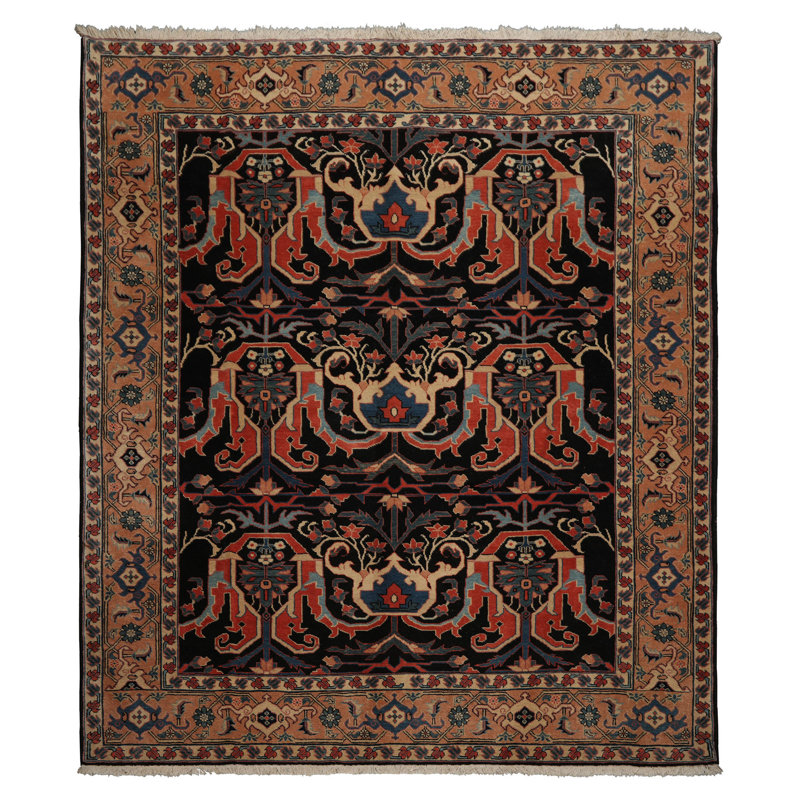 8'5''x9'1'' Hand Knotted Wool Charcoal Traditional Rug