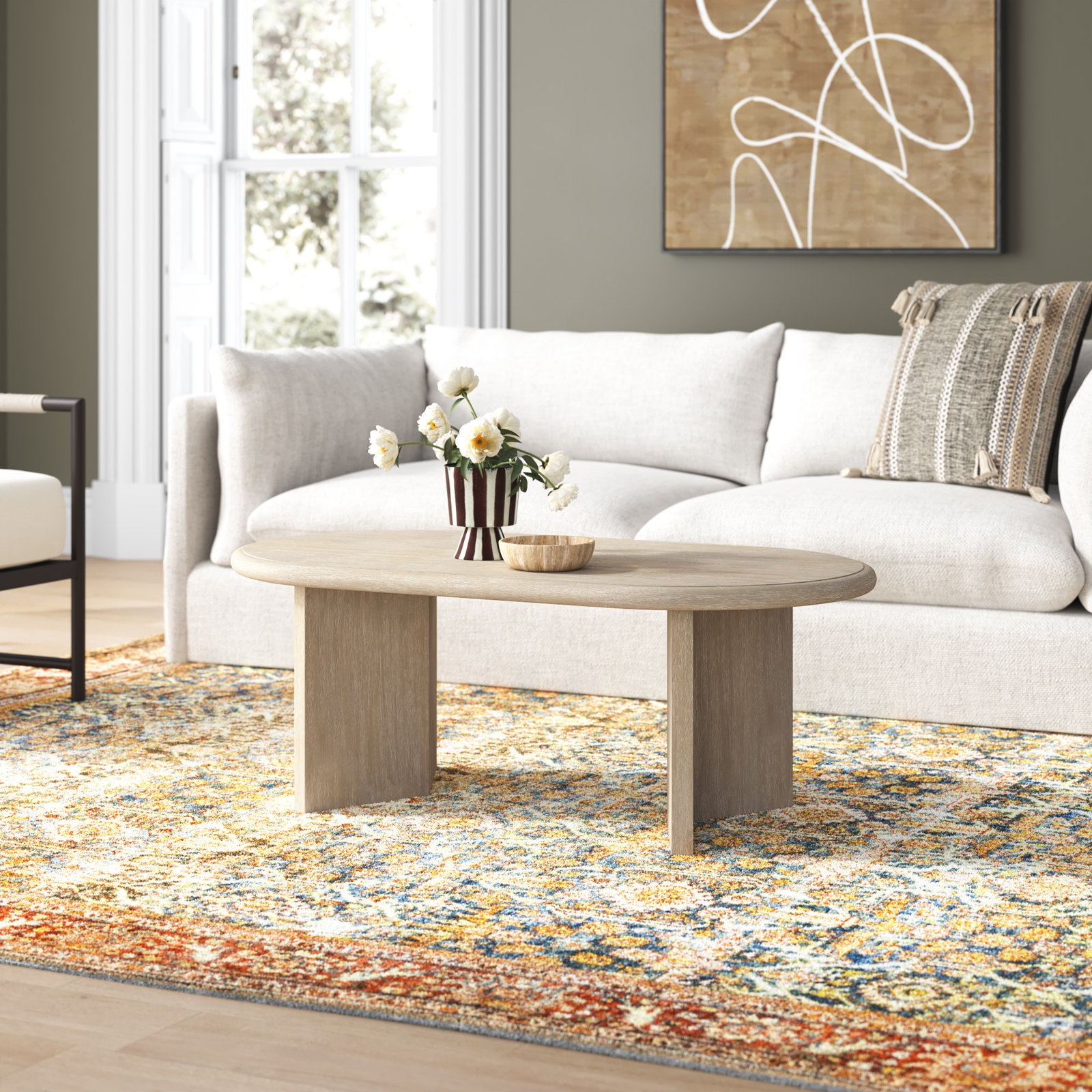 Brix Solid Wood Coffee Table, Natural Beige